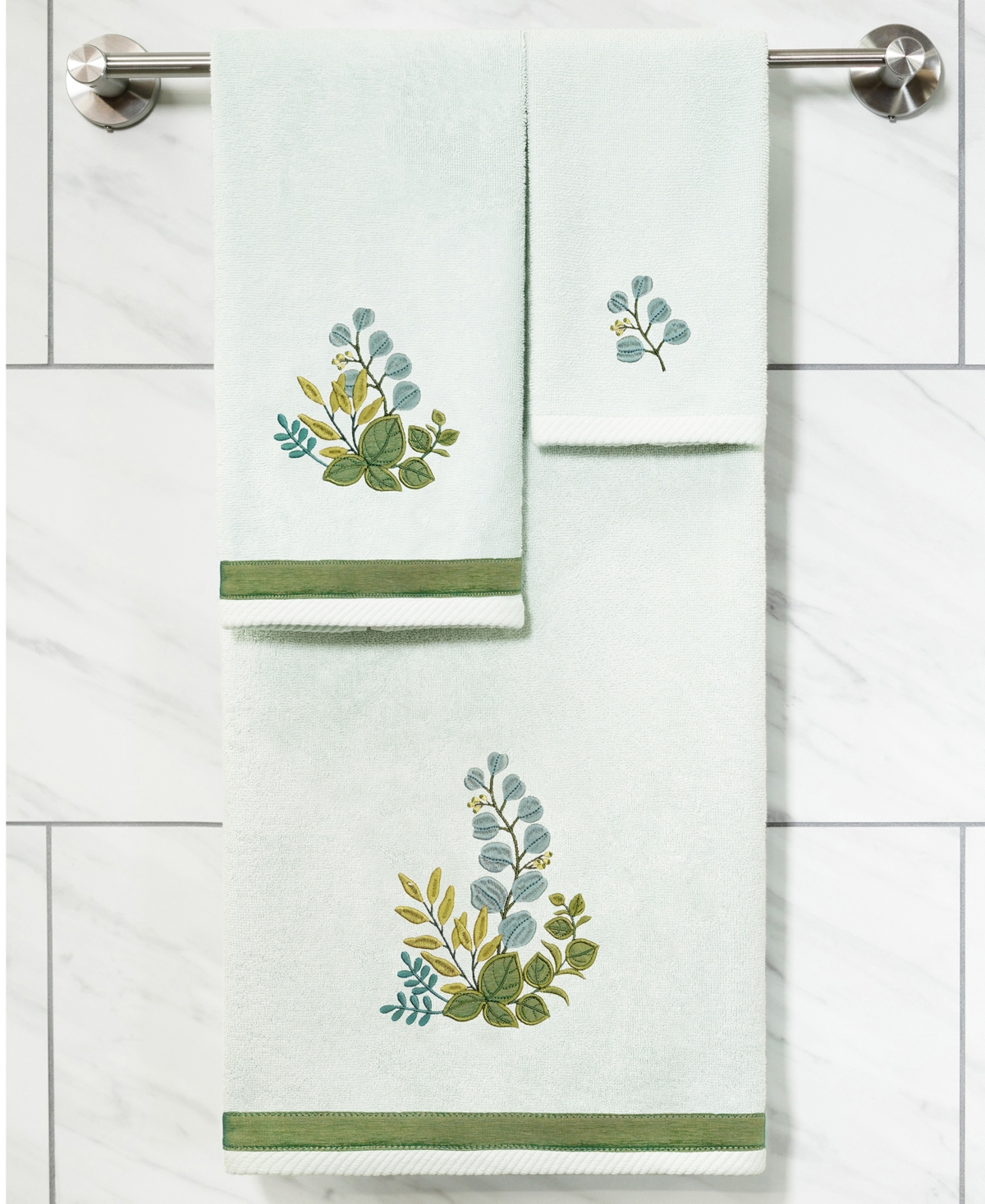 Linum Home Turkish Cotton Botanica Embellished -Pc. Bath Towel Set