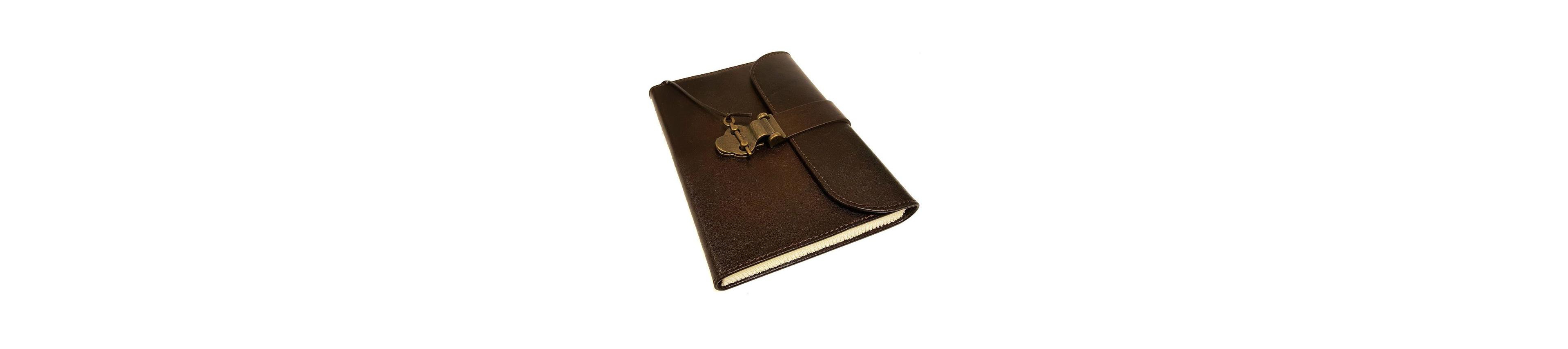 Dark Brown Leather Journal with Flap and Latch Closure by Nouvel Art