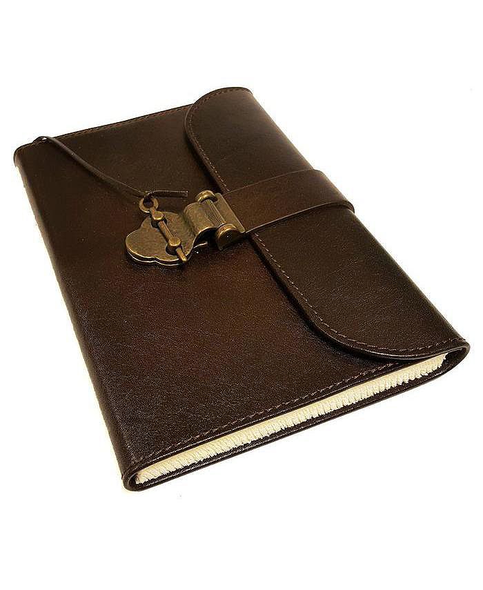 Barnes & Noble Dark Brown Leather Journal with Flap and Latch Closure