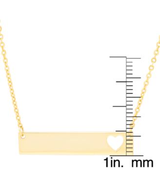 Gold Plated Bar with Cut Out Heart Necklace