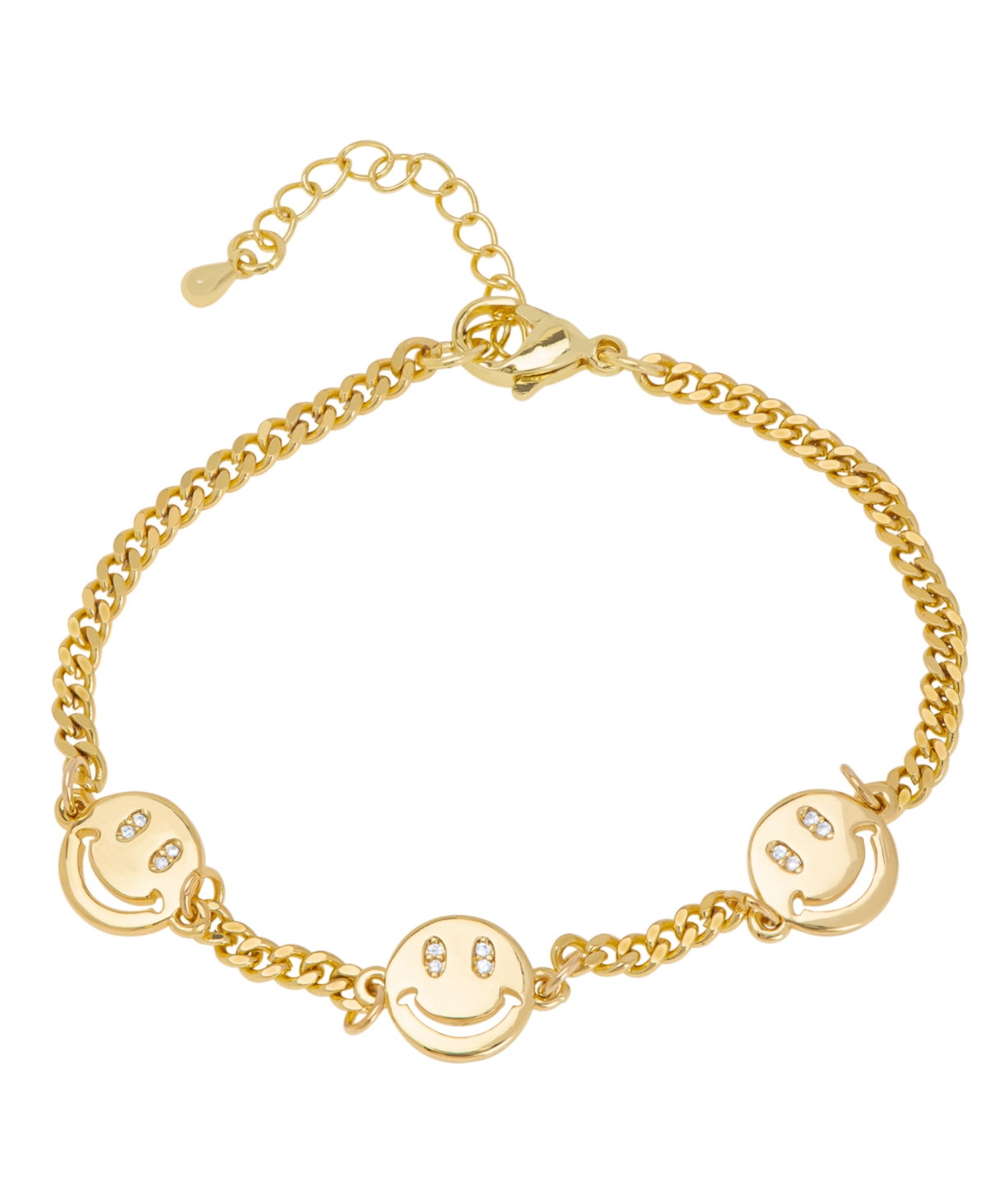 Macy's Gold Plated Cubic Zirconia Smiley Face Bracelet In Gold-plated