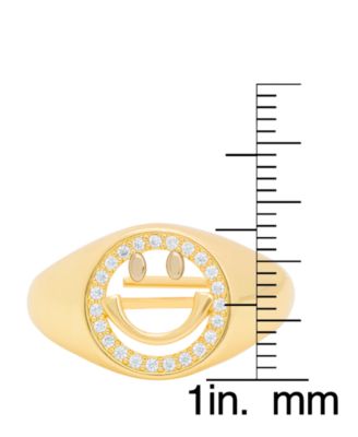 Gold Plated Cubic Zirconia Smiley Face Ring
