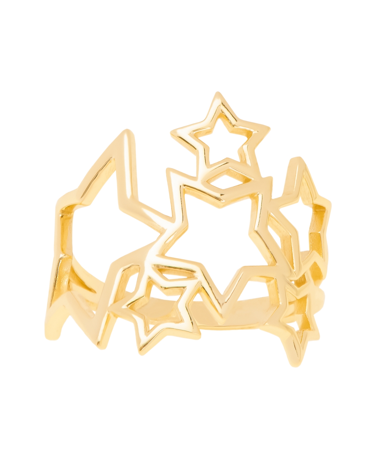 Macy's Gold Plated Open Design Stars Cluster Ring In Gold-plated