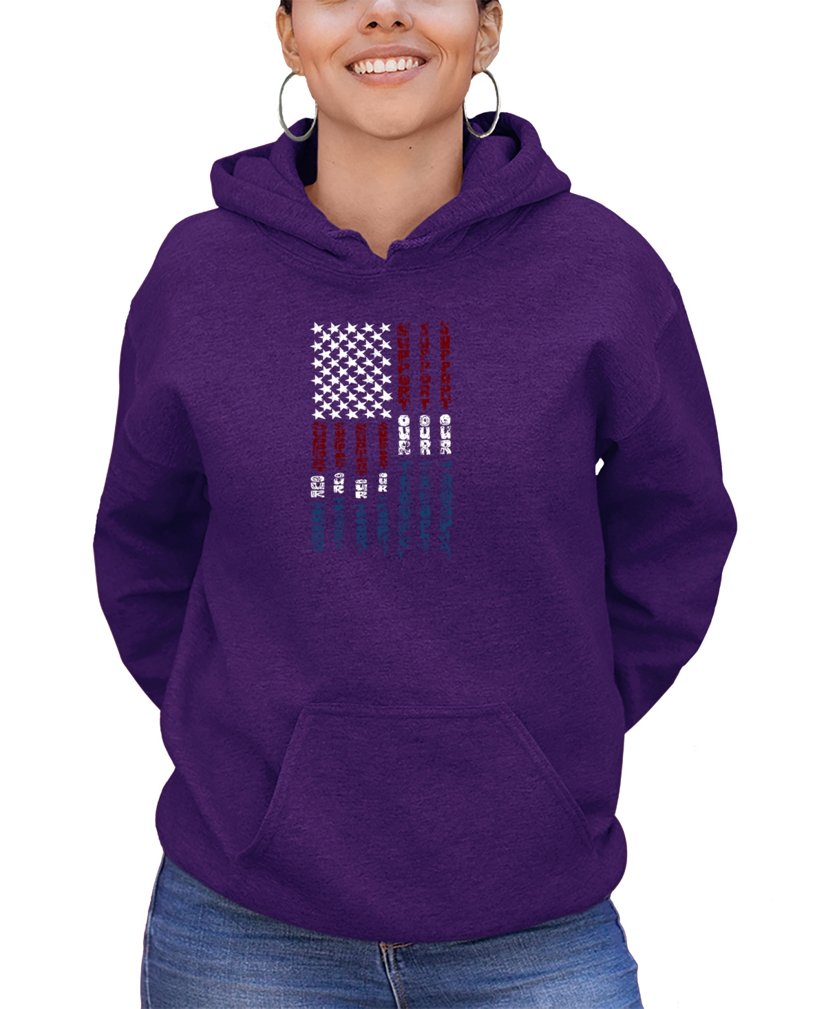 La Pop Art Women's Support Our Troops Word Art Hooded Sweatshirt