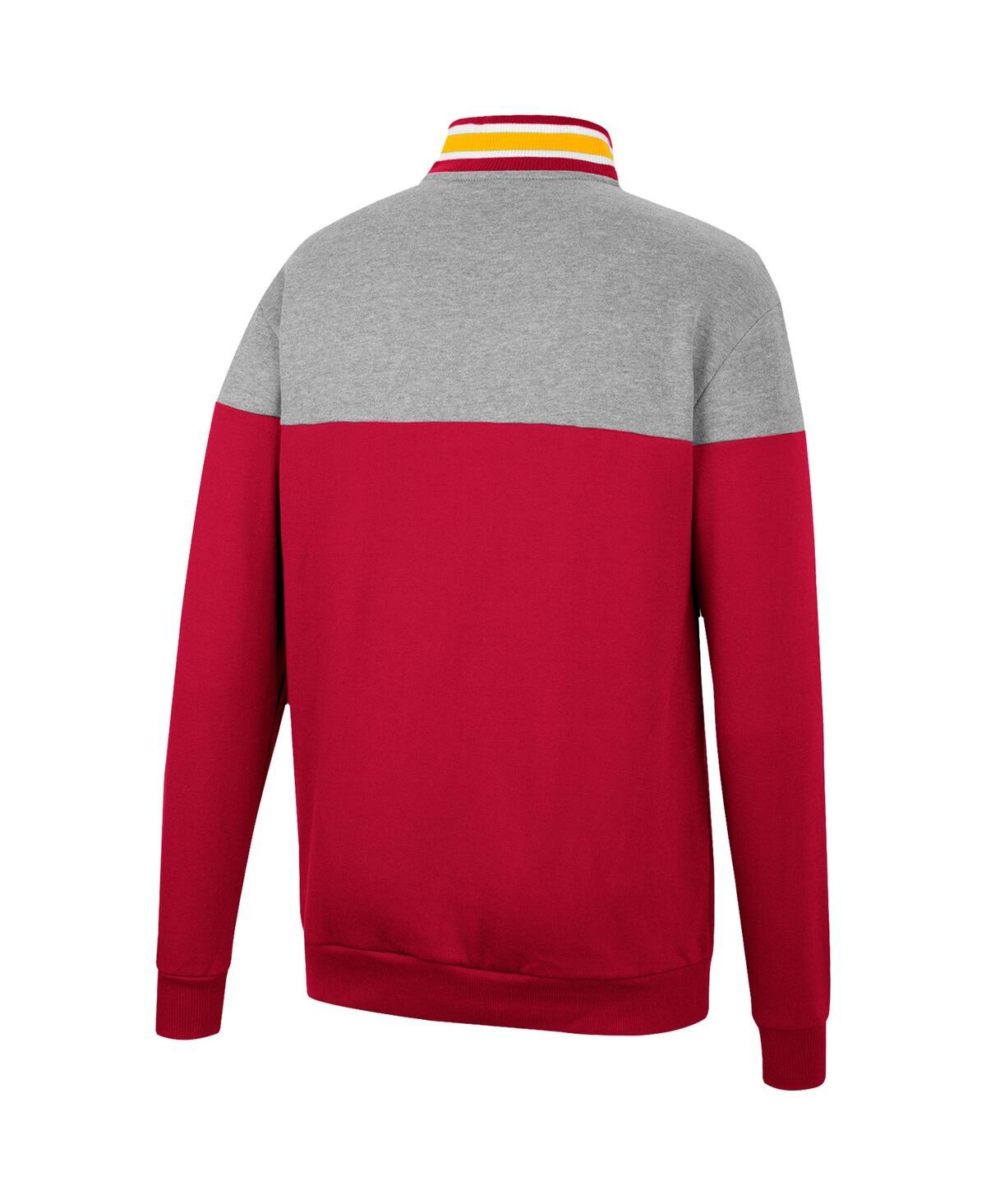 Shop Colosseum Men's  Heathered Gray And Cardinal Iowa State Cyclones Be The Ball Quarter-zip Top In Heathered Gray,cardinal