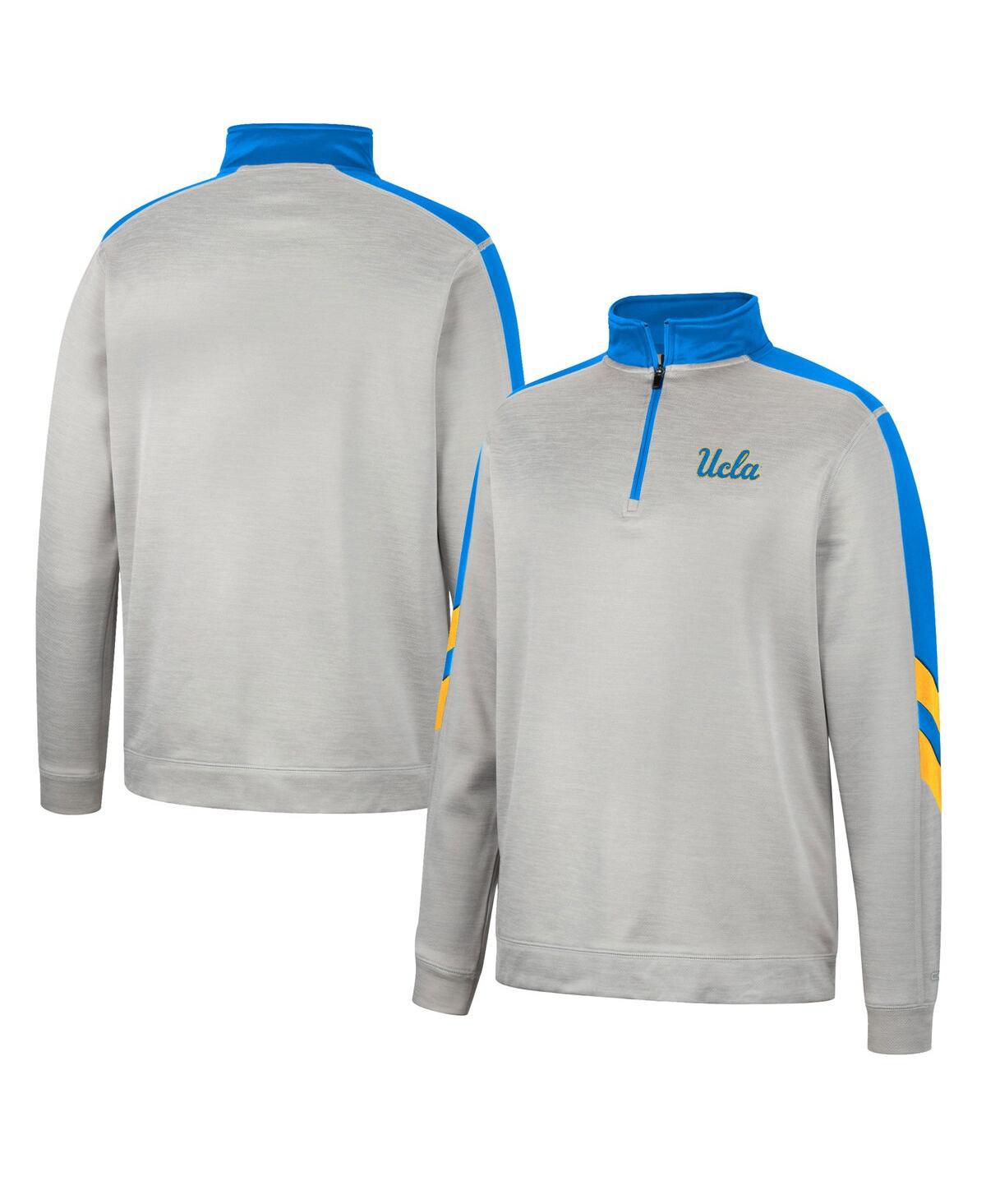 Colosseum Men's  Gray And Blue Ucla Bruins Bushwood Fleece Quarter-zip Jacket In Gray,blue