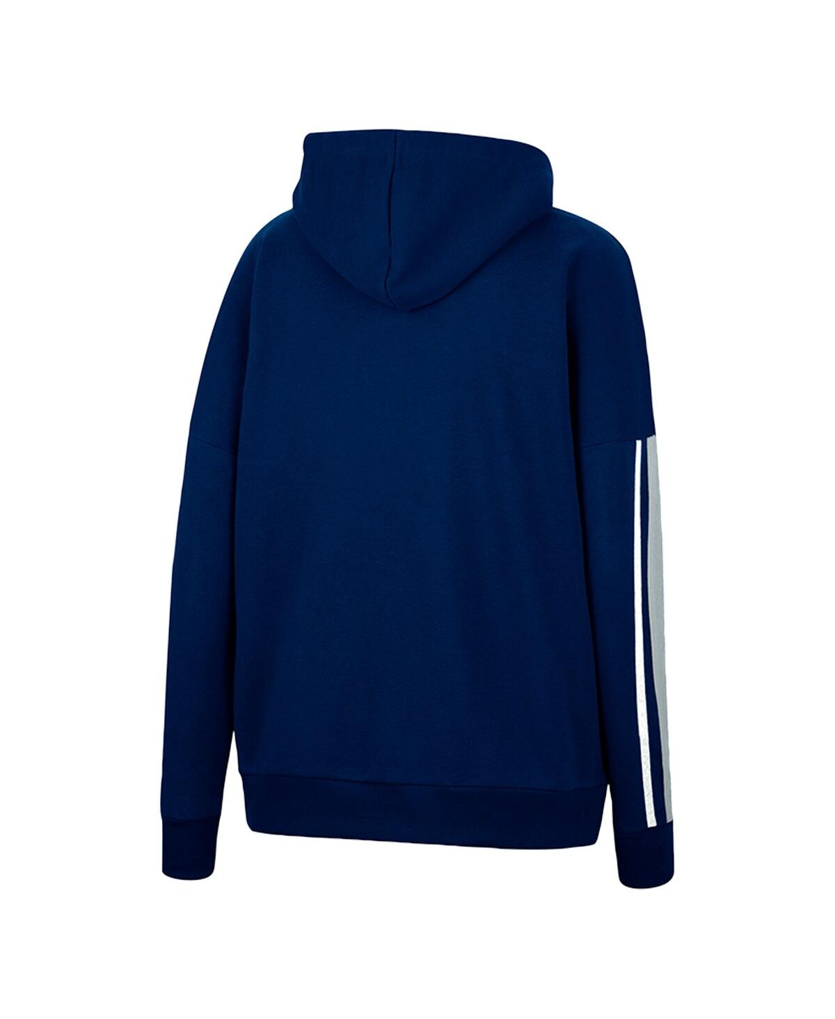 Colosseum Navy Penn State Nittany Lions Serena Oversized Sleeve Striping Pullover Hoodie In Navy