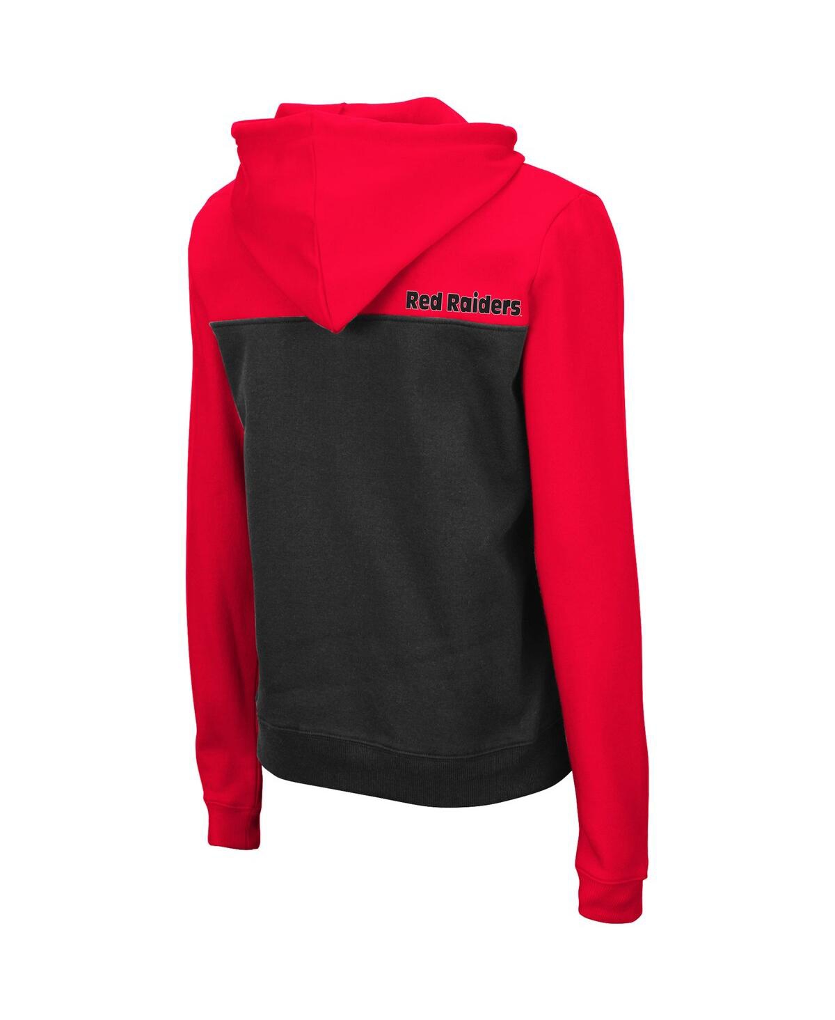 Colosseum Women's  Red, Black Texas Tech Red Raiders Aidan Lightweight 1/4-zip Hoodie In Red,black