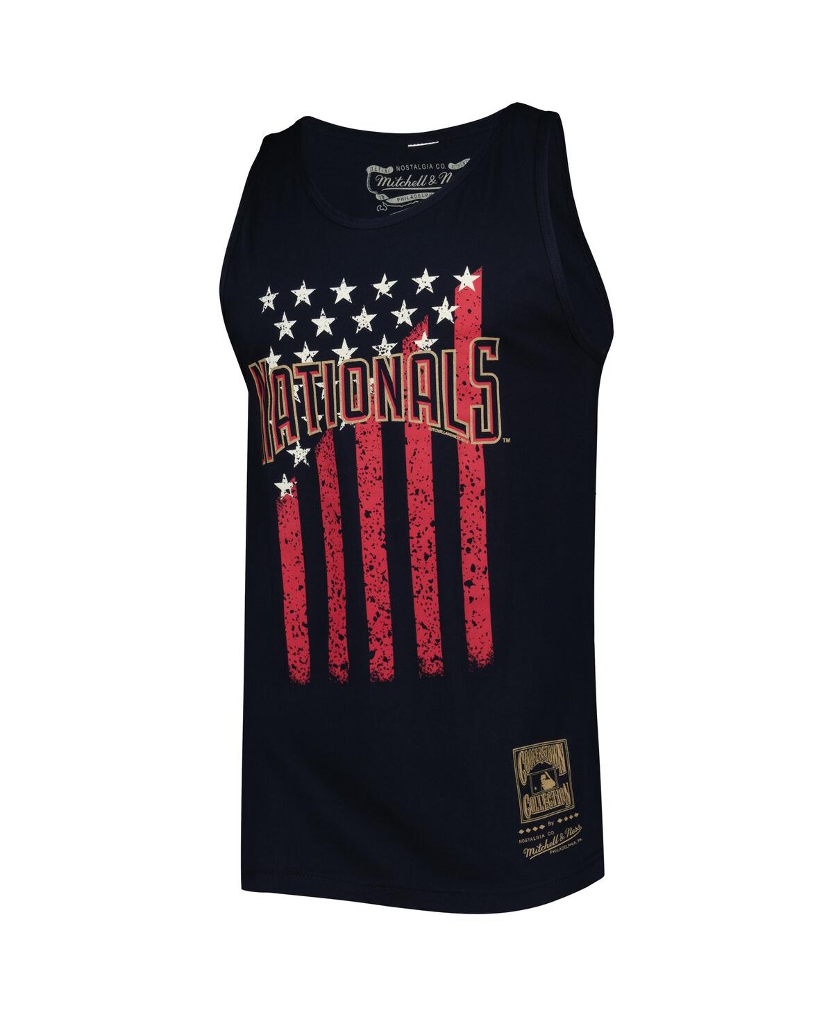 Shop Mitchell & Ness Men's  Navy Washington Nationals Cooperstown Collection Stars And Stripes Tank Top