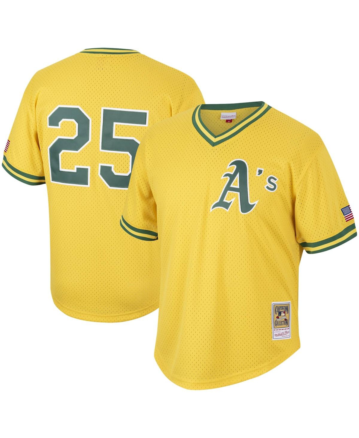 Men's Mitchell & Ness Mark McGwire Gold Oakland Athletics Cooperstown Collection Mesh Batting Practice Jersey - Gold