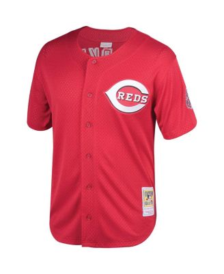 Men's Barry Larkin Red Cincinnati Throwback Reds Cooperstown Mesh Batting Practice Jersey