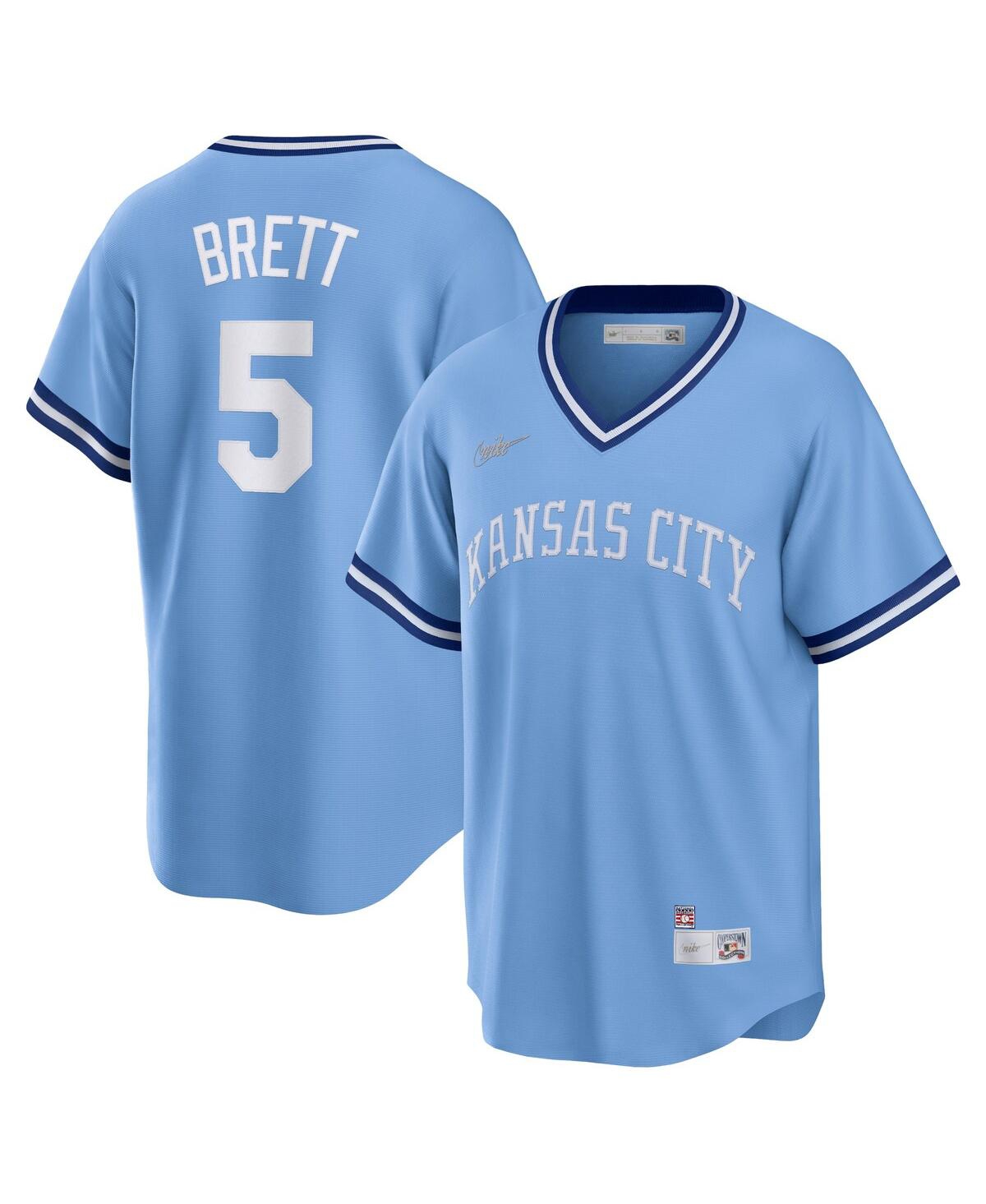 Men's Nike George BrettKansas City Royals Road Cooperstown Collection Player Jersey - Light Blue