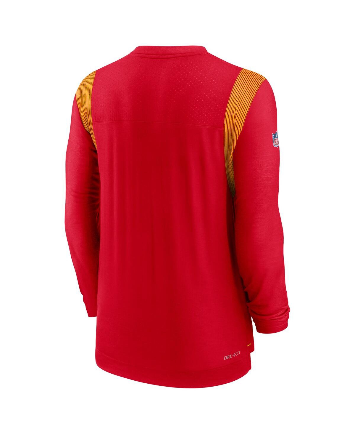 Shop Nike Men's  Red Kansas City Chiefs Sideline Tonal Logo Performance Player Long Sleeve T-shirt