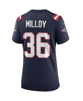 Women's Lawyer Milloy Navy New England Patriots Game Retired Player Jersey