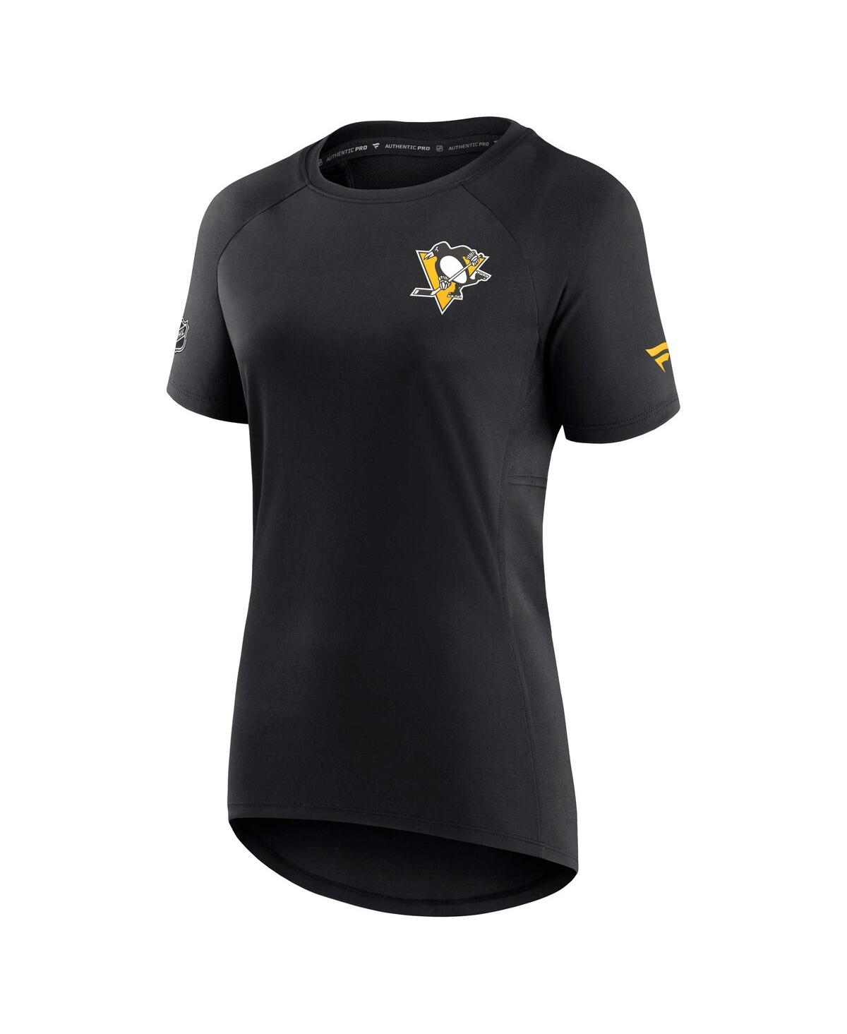 Fanatics Women's  Black Pittsburgh Penguins Authentic Pro Rink Raglan Tech T-shirt In Black