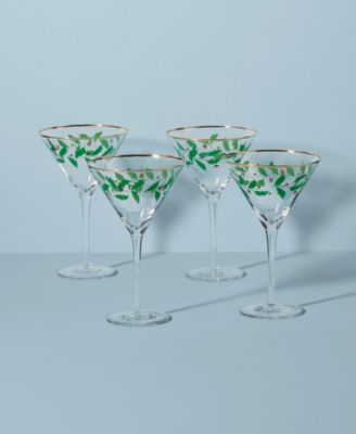 Holiday Decal Martini Glass, Set of 4