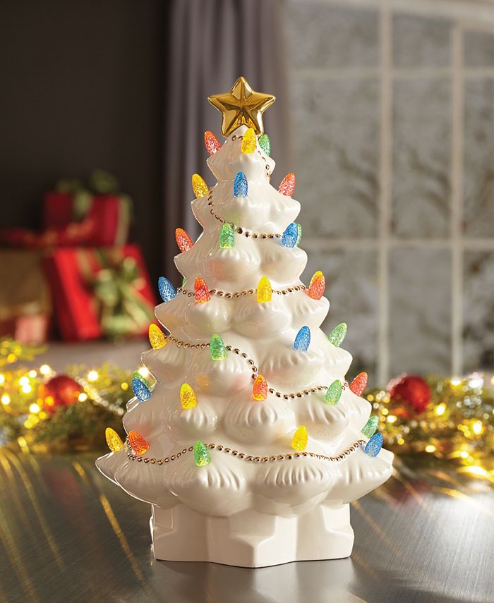 lenox 867360 treasured traditions ivory lighted tree figurine