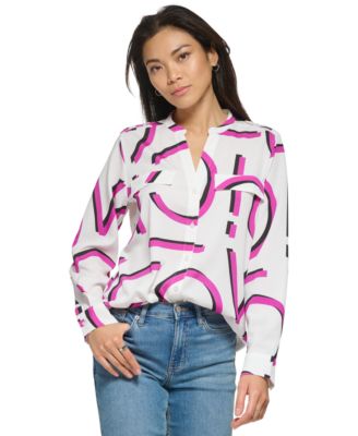 Calvin Klein - Contrast Logo Button Front Blouse