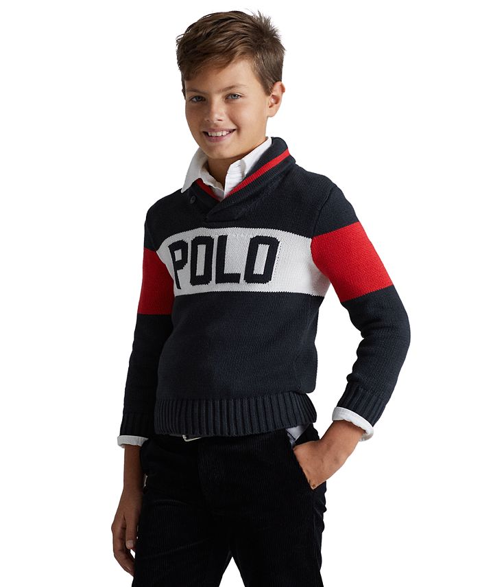 Boys shawl discount collar sweater