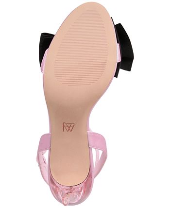 AAJ BY AMINAH Womens Pink Cushioned Bow Accent Ankle Strap Yahira Almond Toe Stiletto Buckle Dress Heeled M main image 0