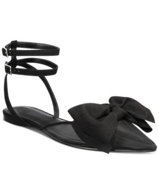AAJ By Aminah - Women's Sudana Bow Detail Ankle Strap Flats