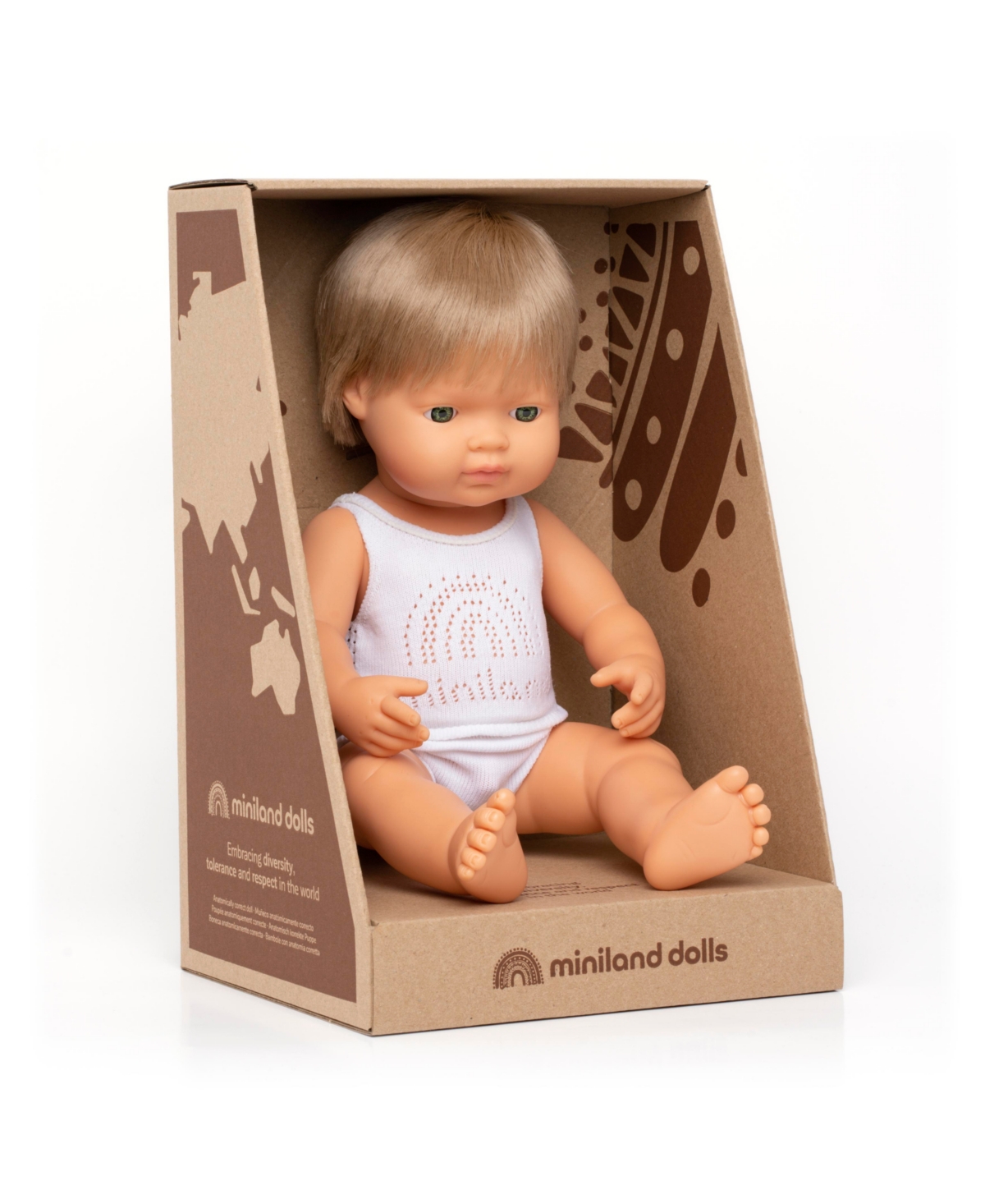Shop Miniland Baby Boy 15" Caucasian Dirty Blond Doll In Multicolor