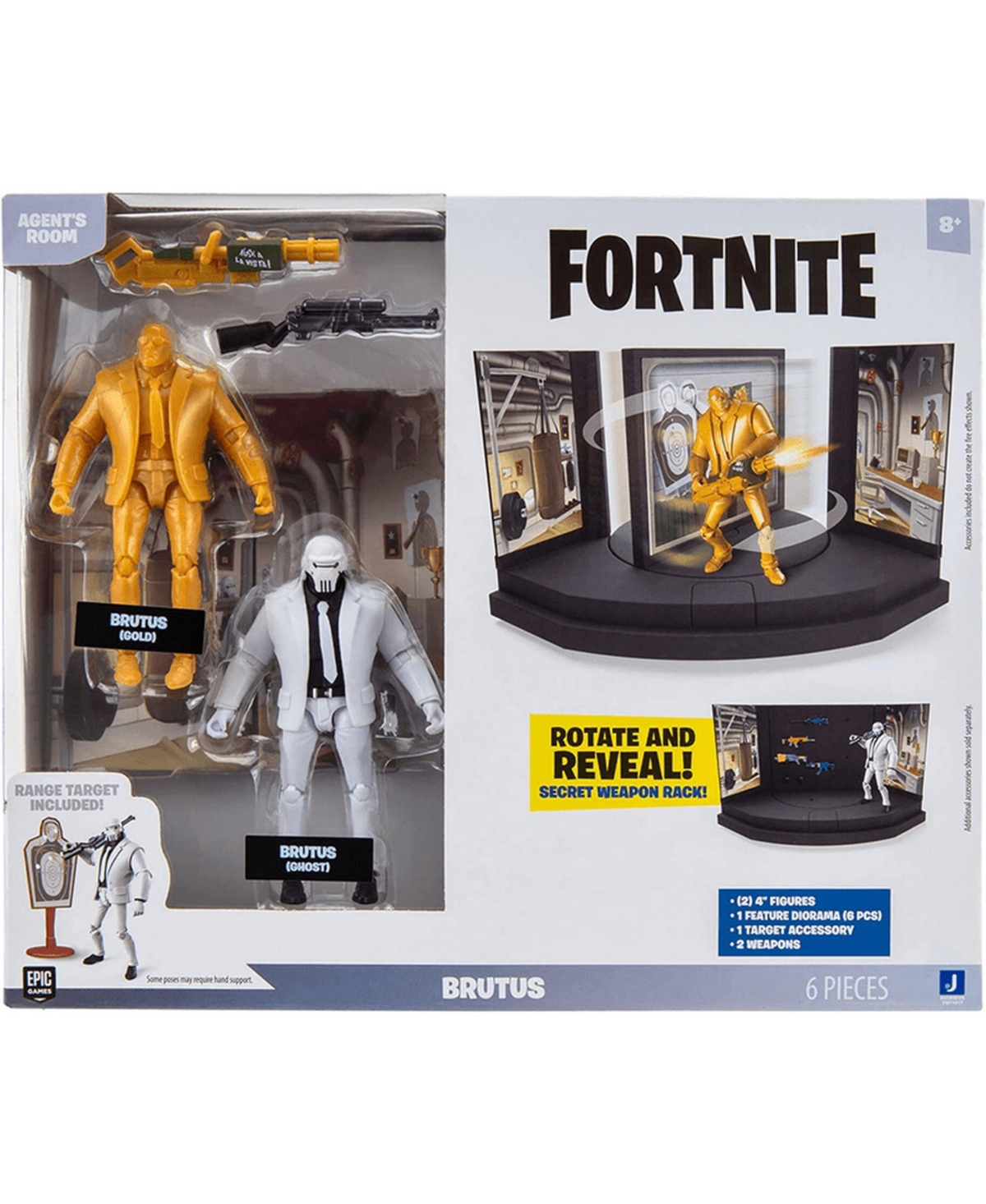 Fortnite 2 Figure Pack Agent's Room Brutus In White,yellow