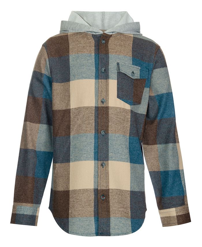 Univibe Big Boys Kinzer Hooded Soft Plaid Flannel Shirt - Macy's