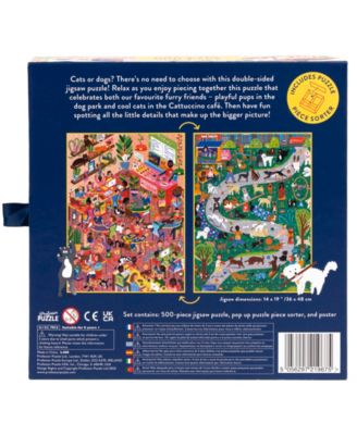 Cat Cafe Dog Park Double-Sided Jigsaw Puzzle Set, 502 Pieces