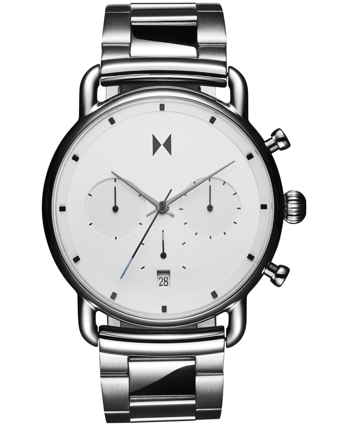 Mvmt Men's Blacktop Silver-tone Stainless Steel Bracelet Watch 42mm In White/silver