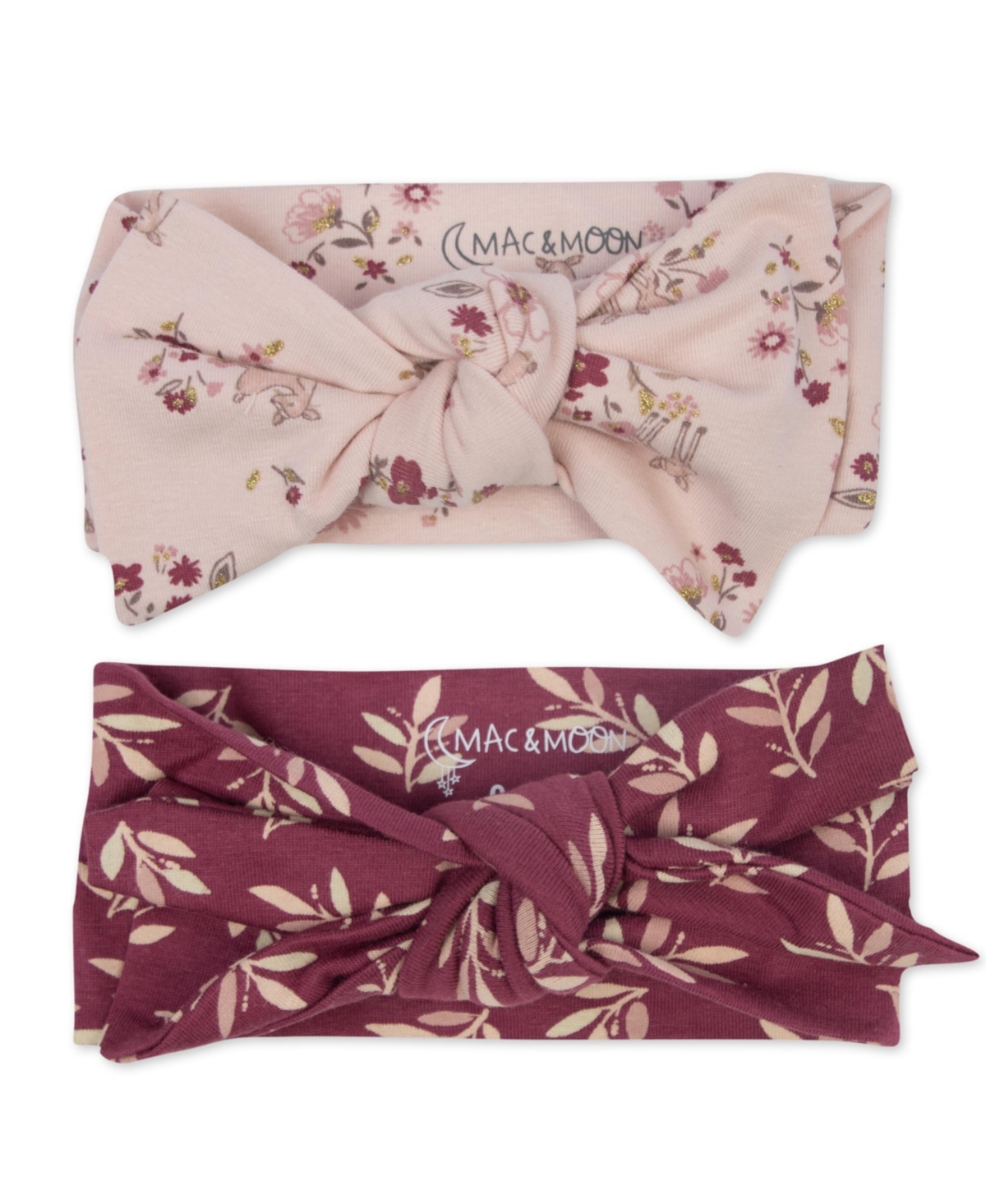 Mac & Moon Baby Girls 2-pack Cotton Headband In Pink/floral