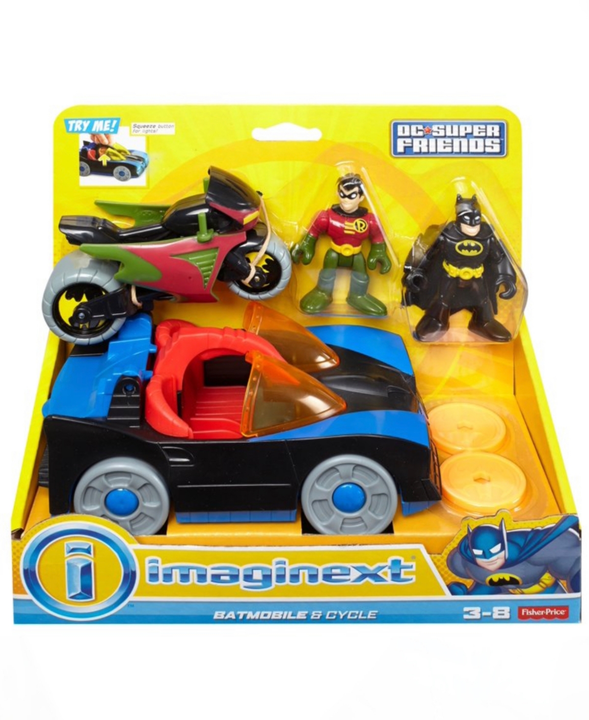 Imaginext Kids' Dc Super Friends Batmobile Cycle In Multi Colored
