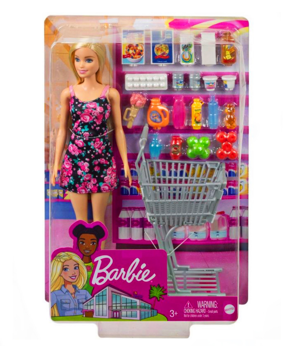 Barbie Kids' Supermarket Shopping Doll Playset With Accessories Shopping Cart In Multi Colored