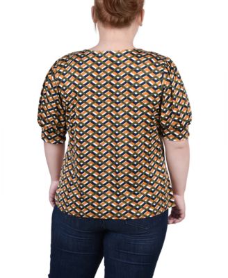 Plus Size Short Sleeve Balloon Sleeve Top
