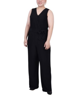 NY Collection Plus Size Short Sleeve Textured Knit Jumpsuit main image 0