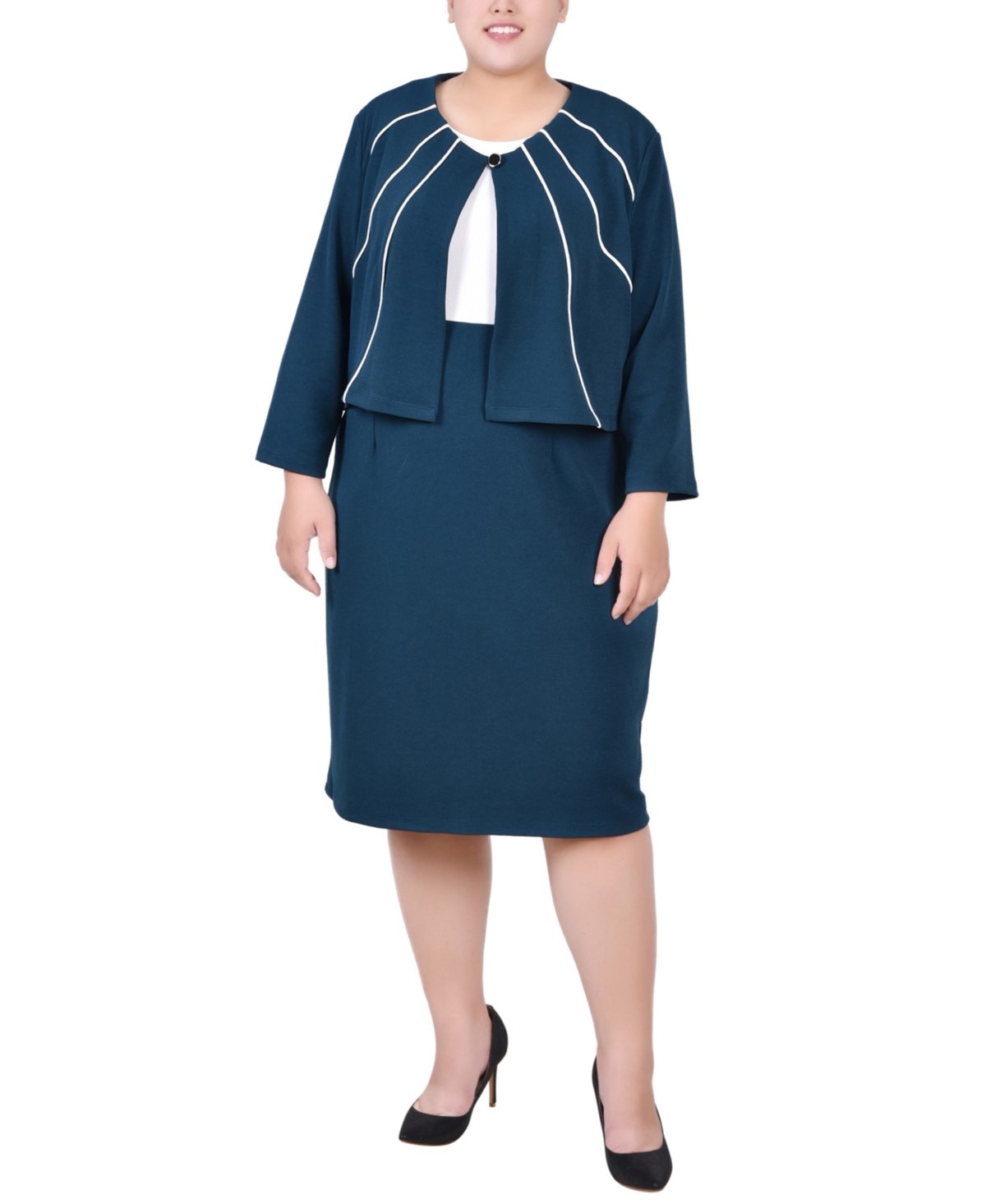 Plus Size Jacket and Dress, 2 Piece Set - Plum