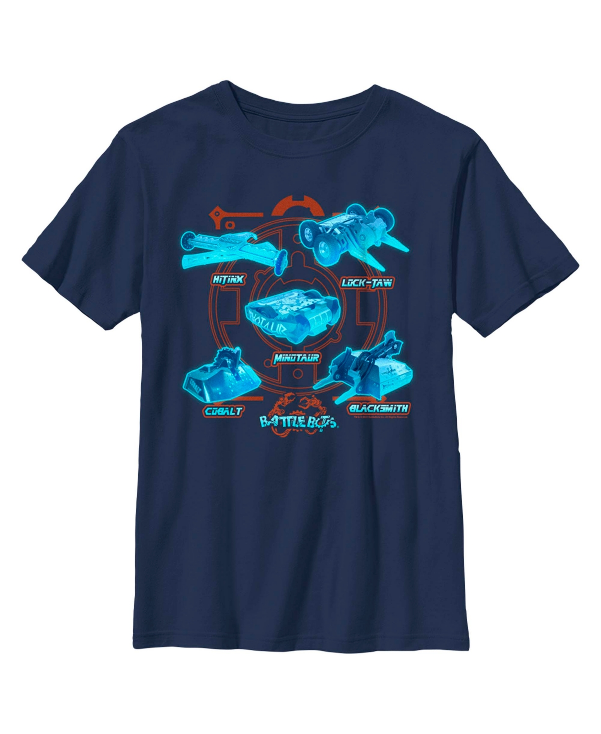 Battlebots Boy's  Blue Neon Robots Child T-shirt In Navy Blue