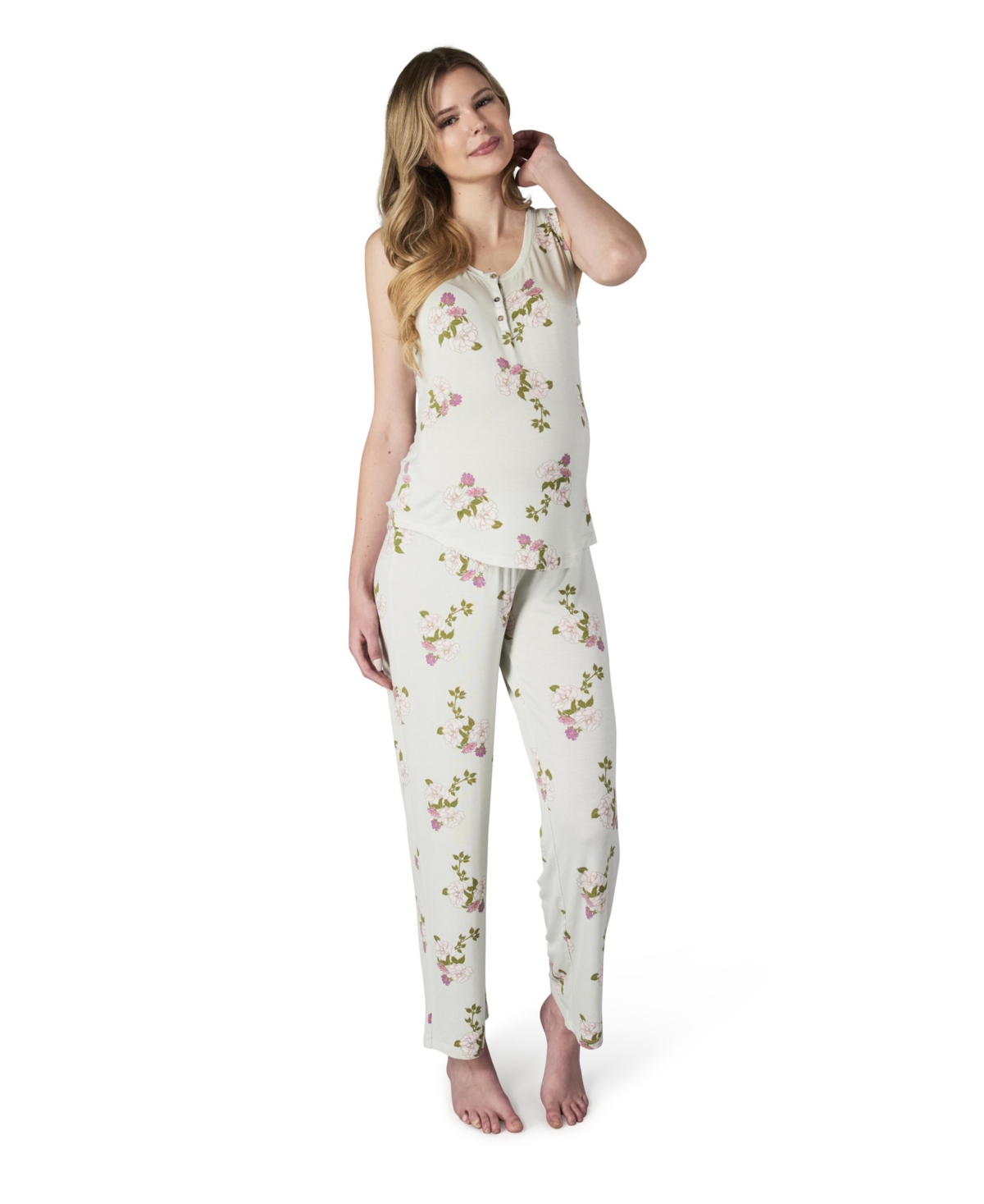 Maternity Joy Tank & Pants /Nursing Pajama Set - Heather Grey