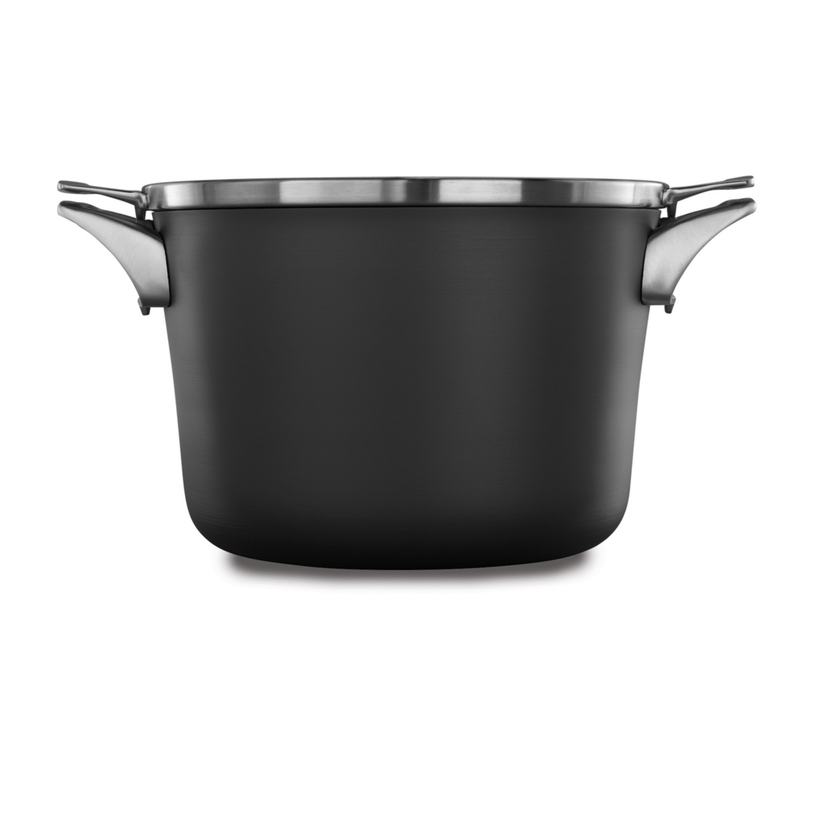 Calphalon Premier Space Saving Hard-anodized Nonstick 8 Quart Stock Pot With Lid In Black,stainless Steel