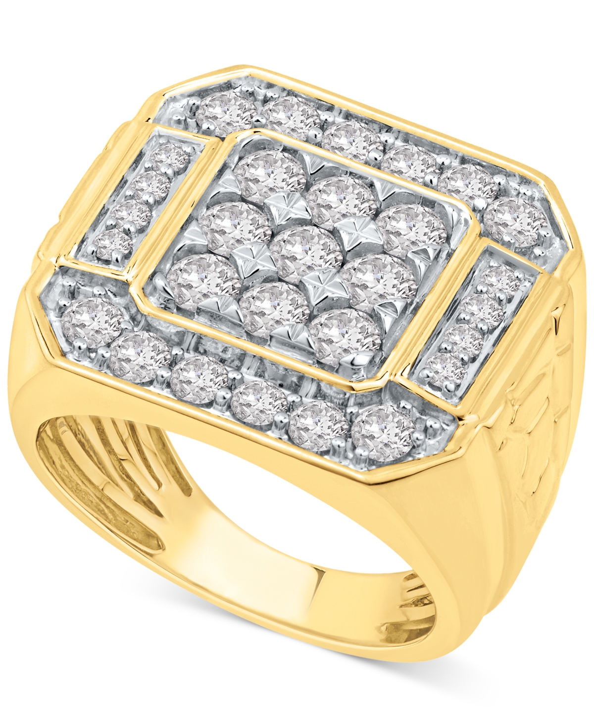 Macy's Men's Diamond Cluster Ring (2-1/2 Ct. T.w.) In 10k Gold In Yellow Gold