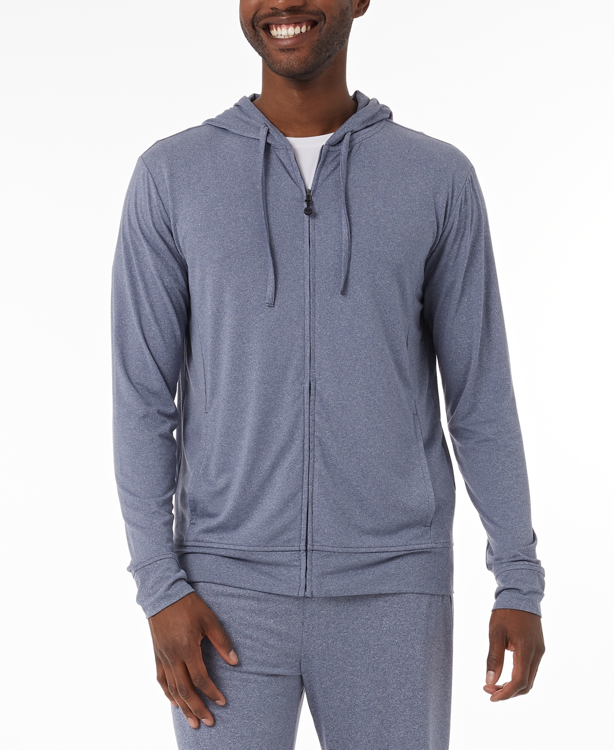 Men's Quick-Dry Stretch Hooded Full-Zip Sleep Jacket - Dark Ht Gr