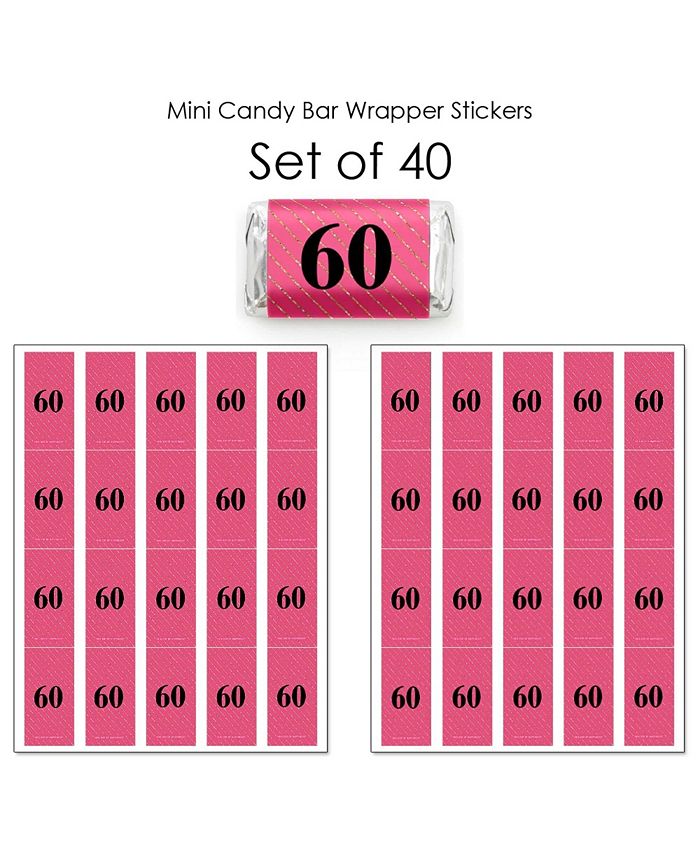 Big Dot of Happiness Chic 60th Birthday - Pink Black Gold - Mini Candy ...