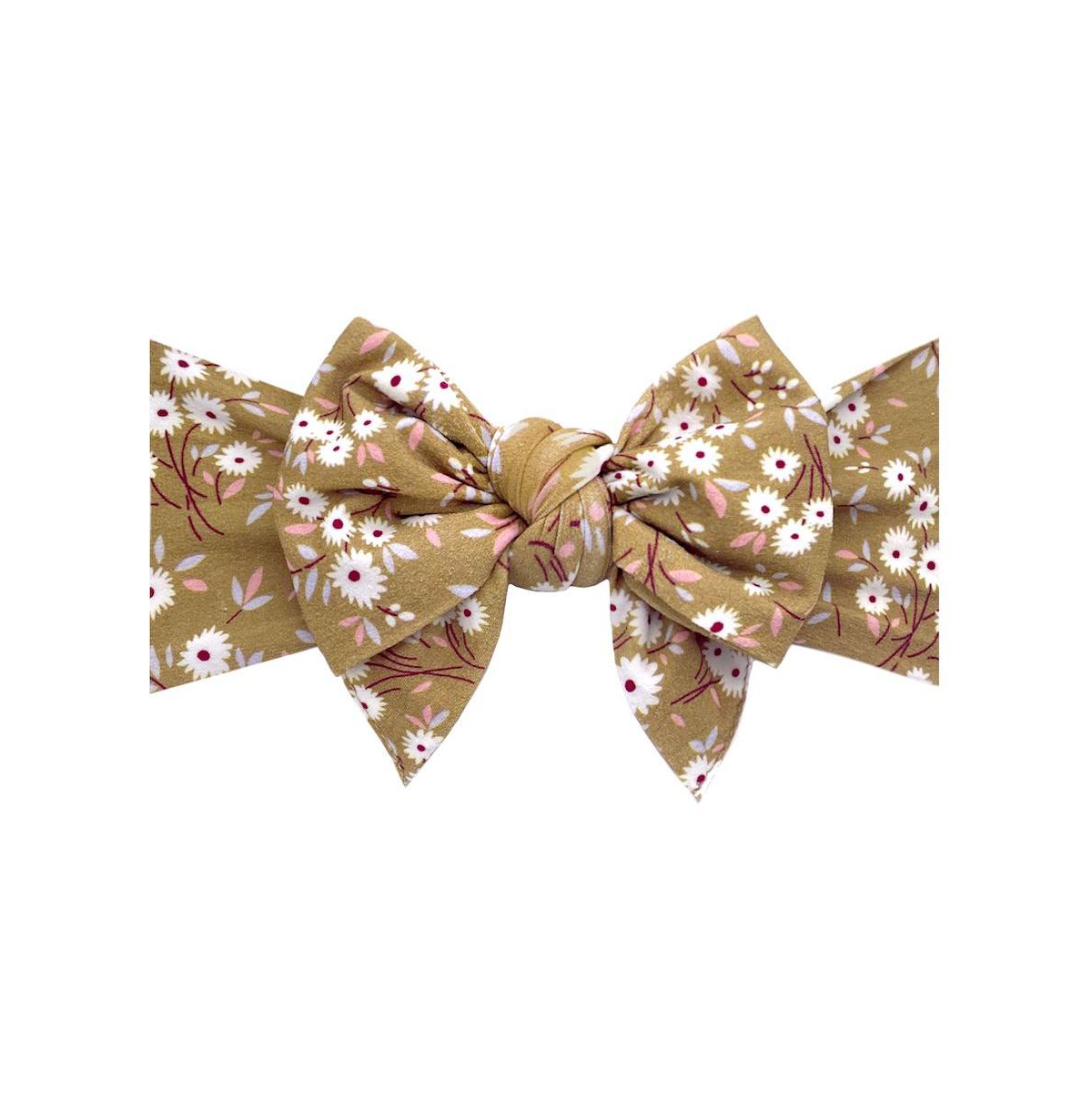 Baby Bling Infant-toddler Printed Dang Enormous Bow Headband For Girls In Gold Floral