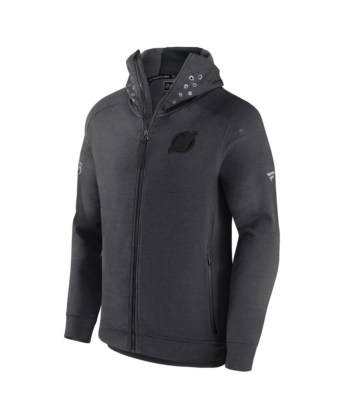 Fanatics Men's  Heather Charcoal New Jersey Devils Authentic Pro Road Tech Full-zip Hoodie Jacket In Heather Charcoal