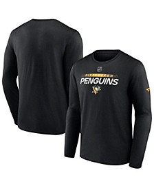 Men's Branded Black Pittsburgh Penguins Authentic Pro Core Collection Prime Wordmark Long Sleeve T-Shirt