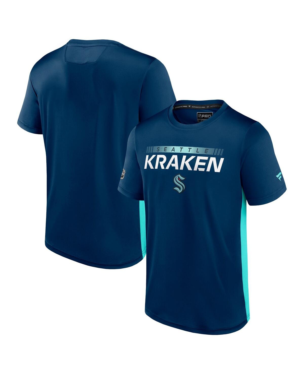 Fanatics Men's  Navy And Blue Seattle Kraken Special Edition 2.0 Authentic Pro Tech T-shirt In Deep Sea Blue,light Blue