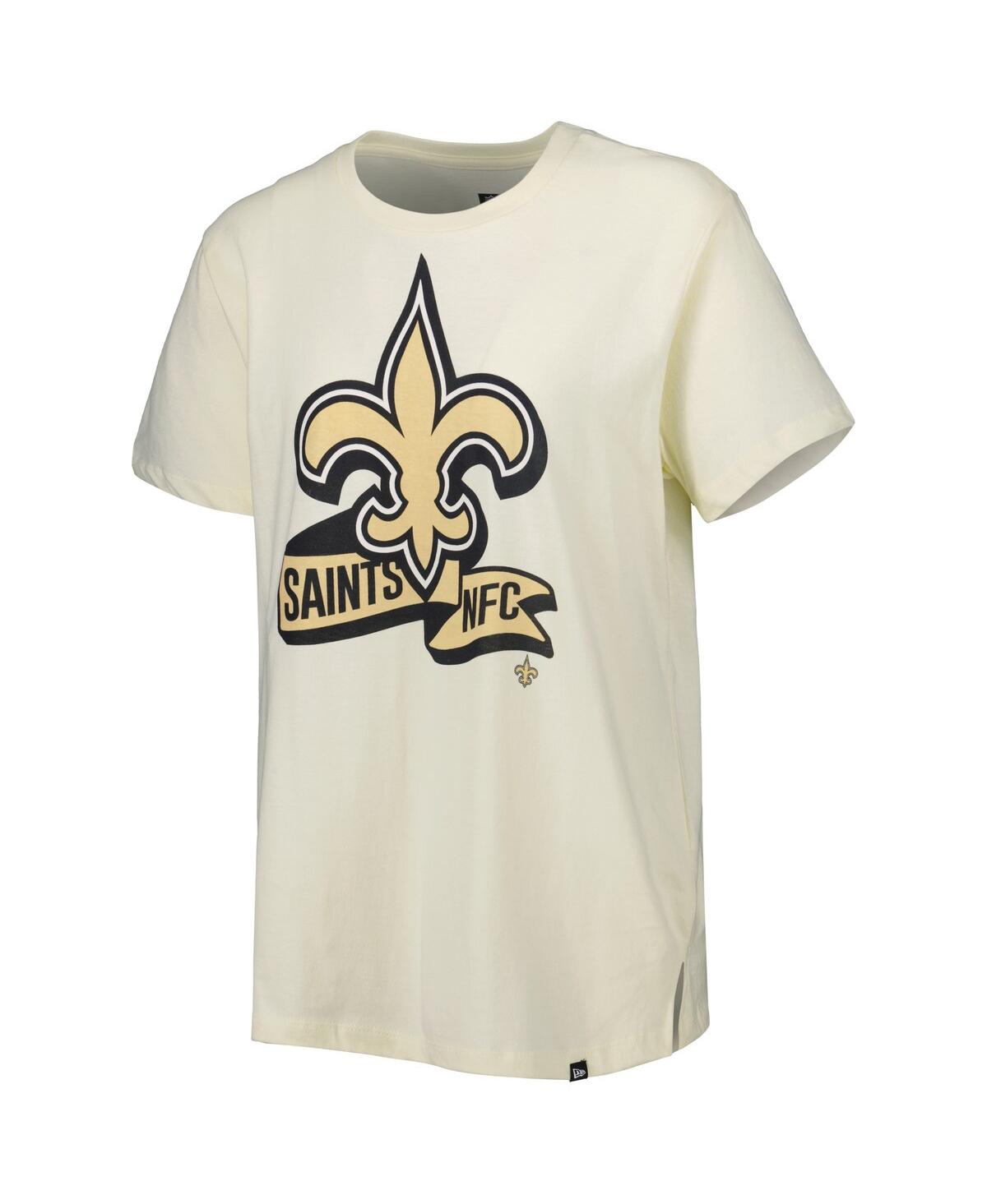 NEW ERA WOMEN'S NEW ERA CREAM NEW ORLEANS SAINTS CHROME SIDELINE T-SHIRT 