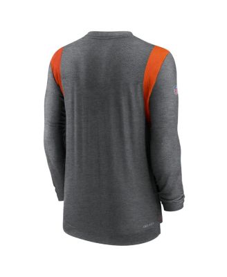 Men's Charcoal Cleveland Browns Sideline Tonal Logo Performance Player Long Sleeve T-shirt