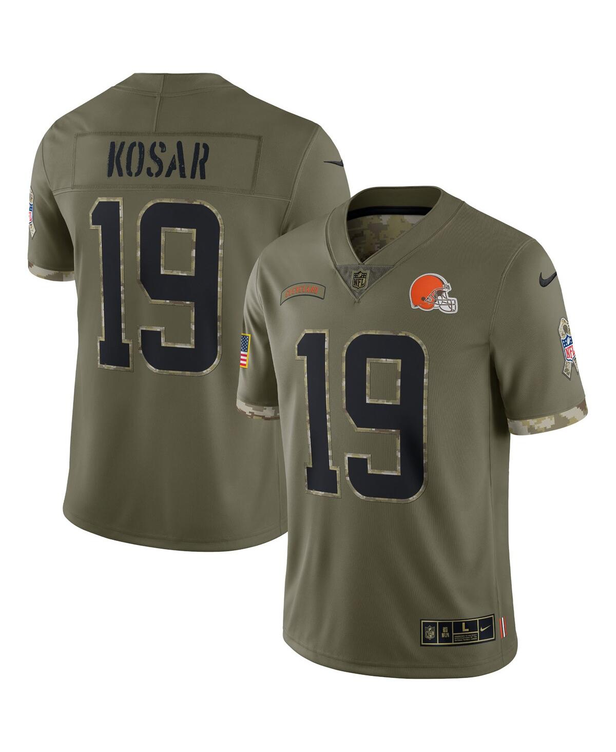 Men's Nike Bernie Kosar Olive Cleveland Browns 2022 Salute To Service Retired Player Limited Jersey