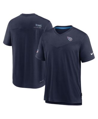 Men's Navy Tennessee Titans Sideline Coach Chevron Lock Up Logo V-neck Performance T-shirt